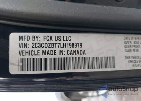 2020 Dodge Challenger R/T z USA, uszkodzony, nr VIN 2C3CDZBT7LH198979